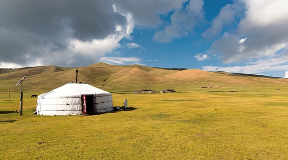 Beautiful ger Mongolian rural picturesque tranquil